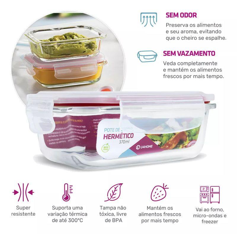Kit 15 Potes Herméticos de Vidro + 10 Copos Aruba de Brinde