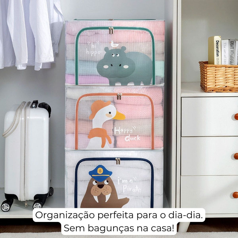 Organizador Infantil com Zíper – Grande (66L) para Brinquedos e Roupas