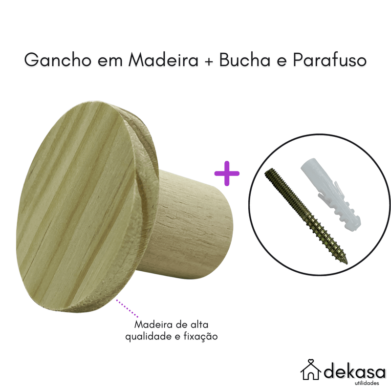 Pino Pendurador Gancho de Madeira Suporte