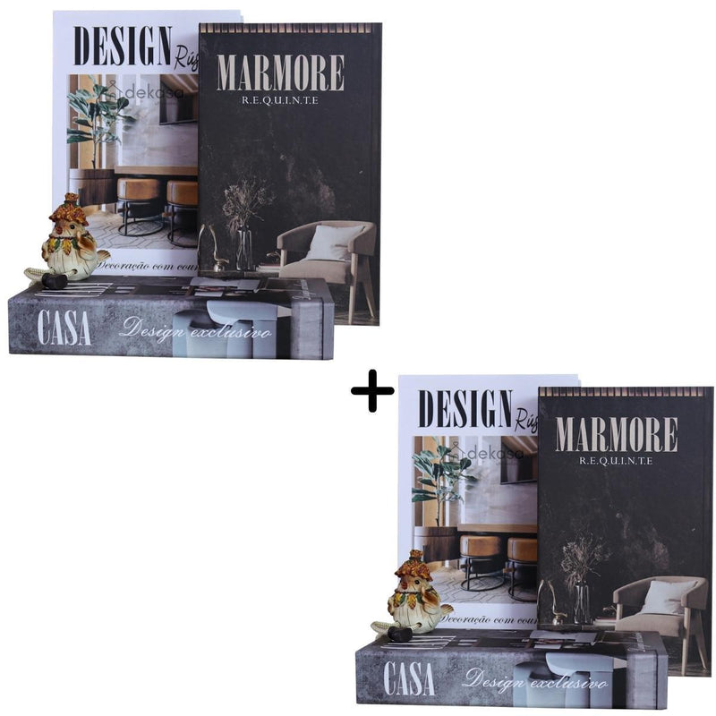 Livros Decorativos Organizadores Kit 3 - Design Rústico