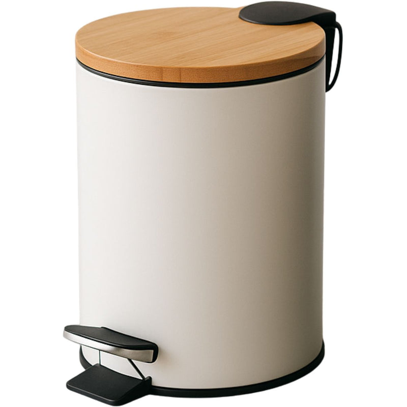 Lixeira 5L Redondo Inox com Bambu