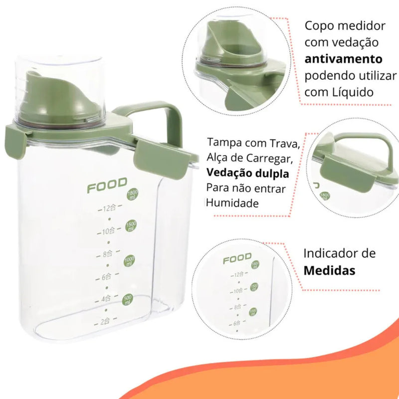 Kit Pote Premium Hermético Copo Medidor - Tazzi