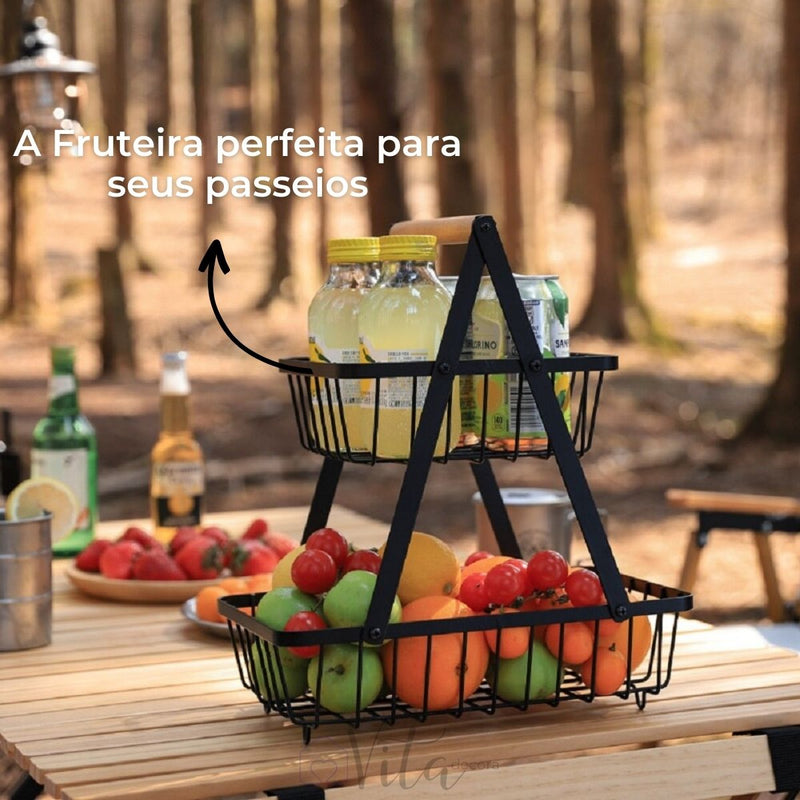 Fruteira Dupla Cesto de Frutas De Mesa Moderna - POUCAS UNIDADES