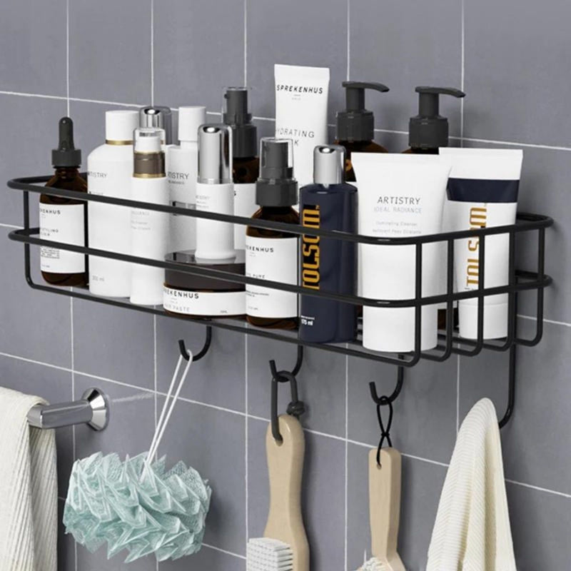 Suporte Shampoo Organizador Com Ganchos Com Adesivos