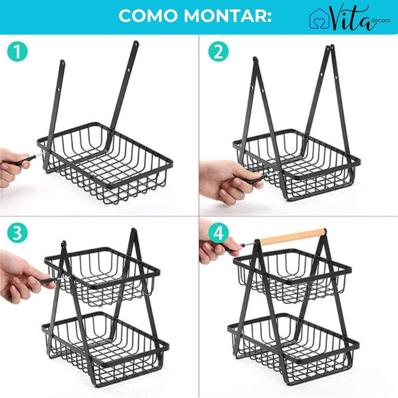 Fruteira Dupla Cesto de Frutas De Mesa Moderna - POUCAS UNIDADES