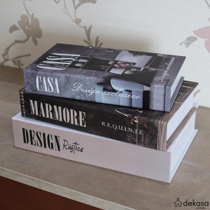 Livros Decorativos Organizadores Kit 3 - Design Rústico