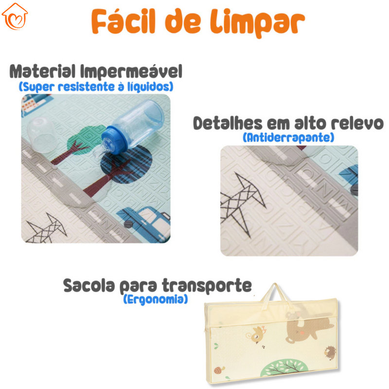 Tapete de Atividades Infantil Dobrável Dupla Face JoyToy 200x150cm - ÚLTIMAS UNIDADES