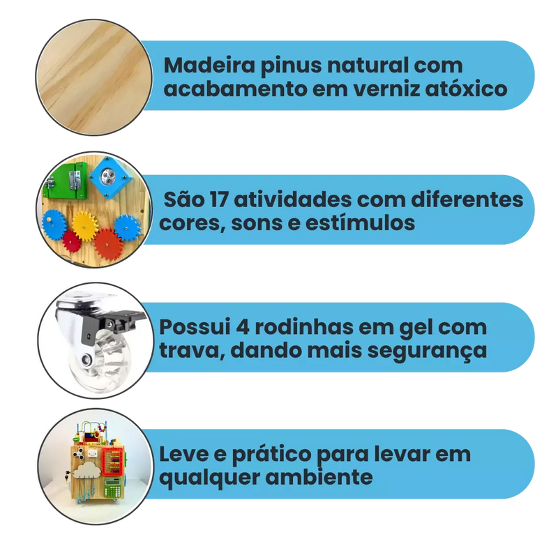 Cubo Sensorial Afeto 38x57cm com 17 atividades