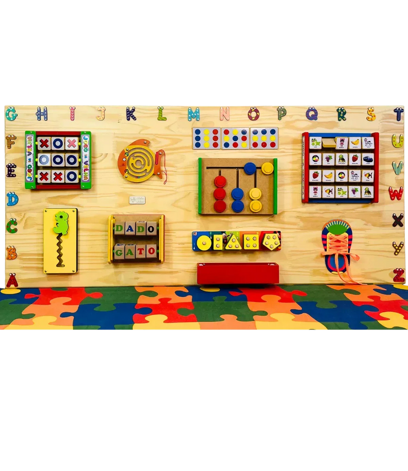 Painel Sensorial de Atividades 130x60cm - Modelo Raciocínio Lógico